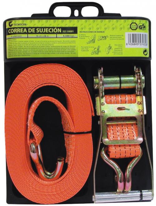 Ratchet strap with 5cm x 8m / 4500kg. 1 piece - REF. 10001