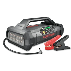 Arrancador de 2500A con compresor integrado y linterna LED.